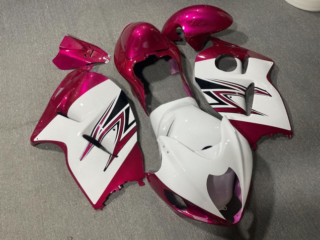 Purchase 1996-2007 Glossy White Pink Suzuki GSXR 1300 Hayabusa Motorcycle Fairings UK