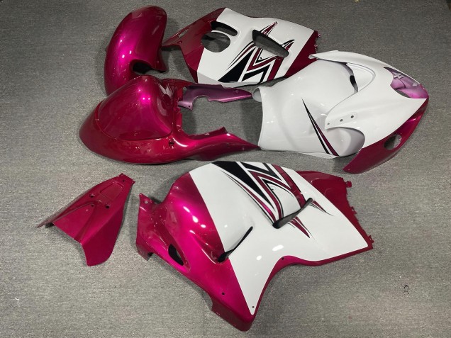 Purchase 1996-2007 Glossy White Pink Suzuki GSXR 1300 Hayabusa Motorcycle Fairings UK