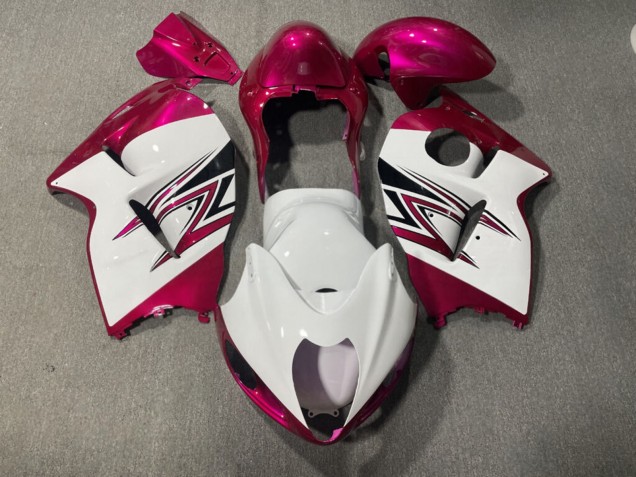 Purchase 1996-2007 Glossy White Pink Suzuki GSXR 1300 Hayabusa Motorcycle Fairings UK