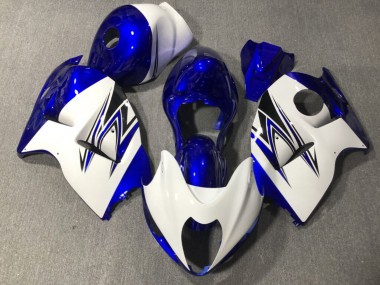 Purchase 1996-2007 Glossy White Blue Suzuki GSXR 1300 Hayabusa Motorcycle Fairings UK