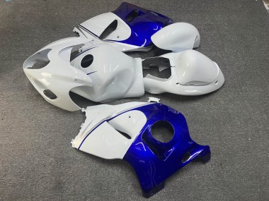 Purchase 1996-2007 Glossy White Deep Blue Suzuki GSXR 1300 Hayabusa Motorcycle Fairings UK