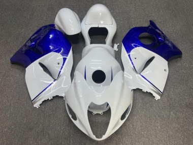 Purchase 1996-2007 Glossy White Deep Blue Suzuki GSXR 1300 Hayabusa Motorcycle Fairings UK