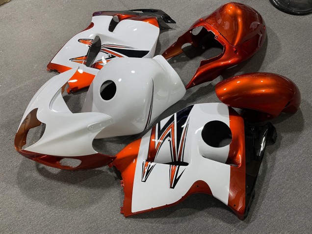 Purchase 1996-2007 Glossy Orange White Suzuki GSXR 1300 Hayabusa Motorcycle Fairings UK
