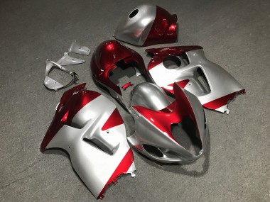 Purchase 1996-2007 Glossy Silver Red Suzuki GSXR 1300 Hayabusa Motorcycle Fairings UK