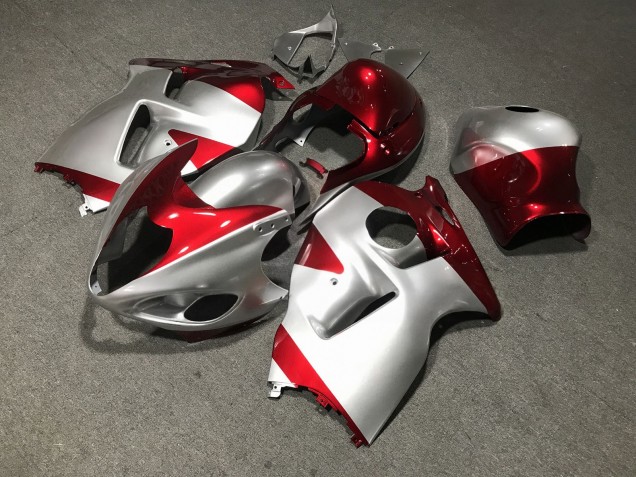 Purchase 1996-2007 Glossy Silver Red Suzuki GSXR 1300 Hayabusa Motorcycle Fairings UK