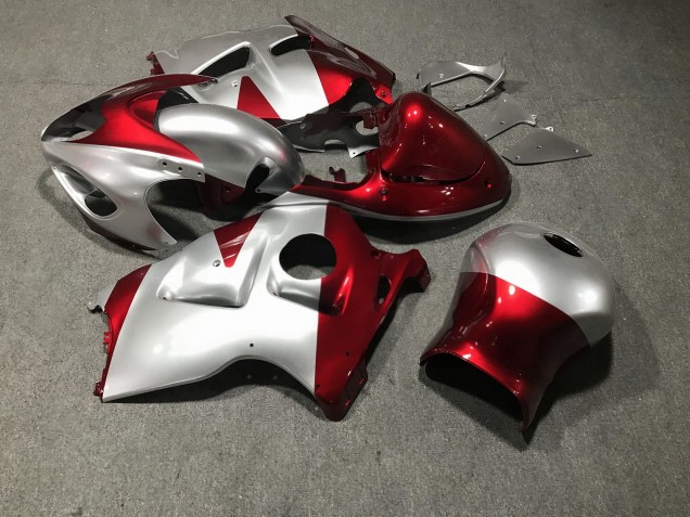 Purchase 1996-2007 Glossy Silver Red Suzuki GSXR 1300 Hayabusa Motorcycle Fairings UK