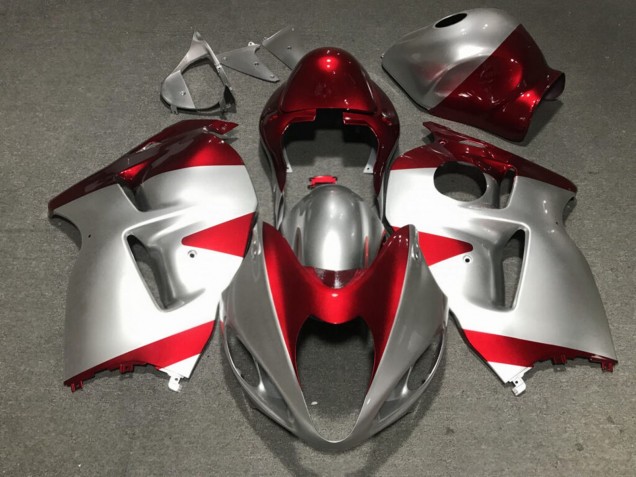 Purchase 1996-2007 Glossy Silver Red Suzuki GSXR 1300 Hayabusa Motorcycle Fairings UK