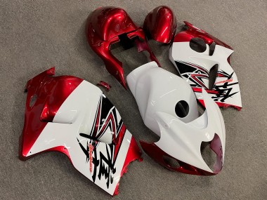 Purchase 1996-2007 Glossy White Candy Red Suzuki GSXR 1300 Hayabusa Motorcycle Fairings UK