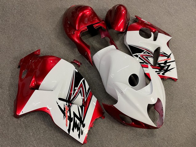 Purchase 1996-2007 Glossy White Candy Red Suzuki GSXR 1300 Hayabusa Motorcycle Fairings UK