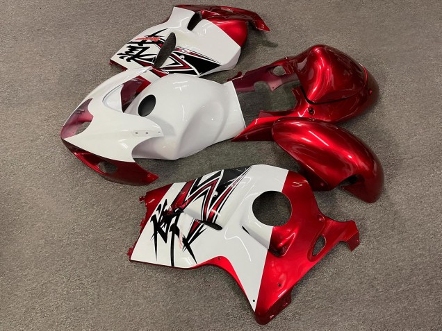 Purchase 1996-2007 Glossy White Candy Red Suzuki GSXR 1300 Hayabusa Motorcycle Fairings UK