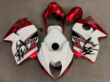 Purchase 1996-2007 Glossy White Candy Red Suzuki GSXR 1300 Hayabusa Motorcycle Fairings UK