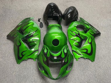 Purchase 1996-2007 Glossy Green Black Flame Suzuki GSXR 1300 Hayabusa Motorcycle Fairings UK