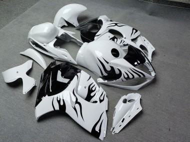 Purchase 2008-2020 Glossy White with Black Flame Suzuki GSXR 1300 Hayabusa Motorcycle Fairings UK