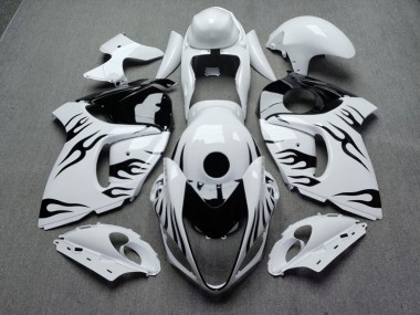 Purchase 2008-2020 Glossy White with Black Flame Suzuki GSXR 1300 Hayabusa Motorcycle Fairings UK