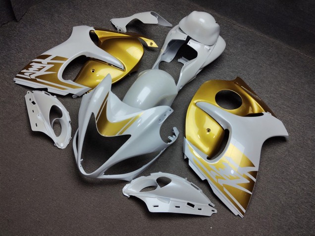 Purchase 2008-2020 Glossy White Gold Suzuki GSXR 1300 Hayabusa Motorcycle Fairings UK