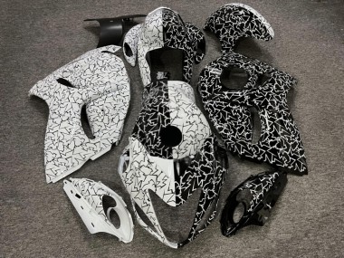 Purchase 2008-2020 Glossy White Black Cracked Pattern Split Suzuki GSXR 1300 Hayabusa Motorcycle Fairings UK