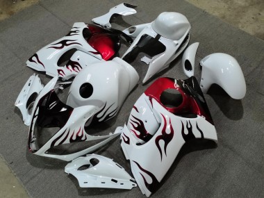 Purchase 2008-2020 Glossy White Red Flame Suzuki GSXR 1300 Hayabusa Motorcycle Fairings UK