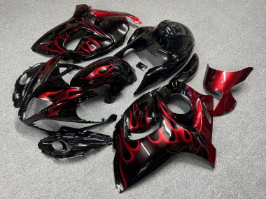 Purchase 2008-2020 Glossy Black Red Flame Suzuki GSXR 1300 Hayabusa Motorcycle Fairings UK