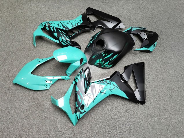 Purchase 2019-2020 Matte Black & Glossy Teal Shattered Honda CBR650R Motorcycle Fairings UK