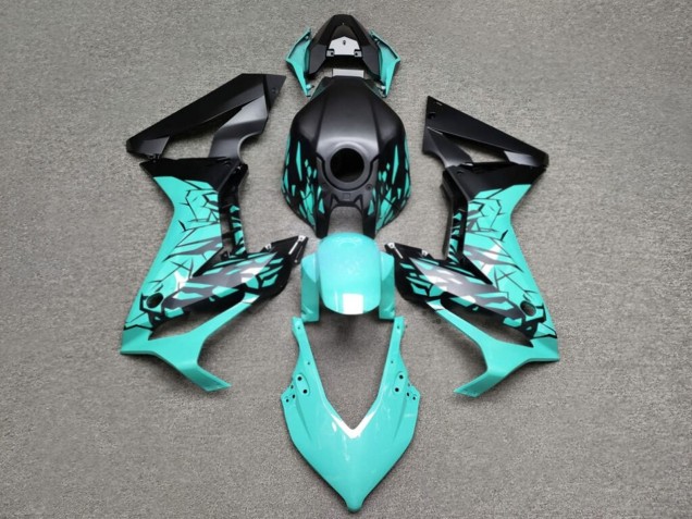 Purchase 2019-2020 Matte Black & Glossy Teal Shattered Honda CBR650R Motorcycle Fairings UK