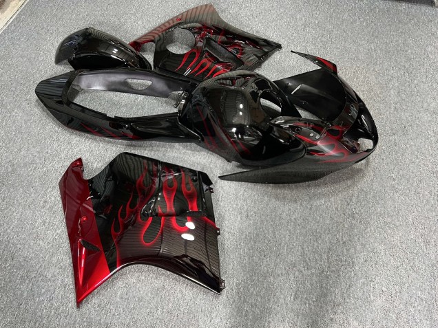 Purchase 1996-2007 Deep Red Flame Honda CBR1100XX Blackbird Motorcycle Fairings UK
