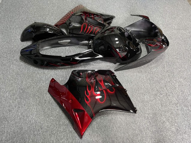 Purchase 1996-2007 Deep Red Flame Honda CBR1100XX Blackbird Motorcycle Fairings UK