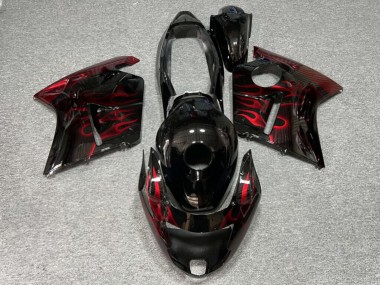 Purchase 1996-2007 Deep Red Flame Honda CBR1100XX Blackbird Motorcycle Fairings UK