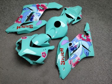 Purchase 2004-2005 Glossy Cyan Pink Flowers Stitch Honda CBR1000RR Motorcycle Fairings UK
