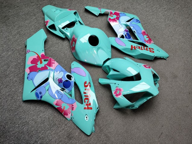 Purchase 2004-2005 Glossy Cyan Pink Flowers Stitch Honda CBR1000RR Motorcycle Fairings UK