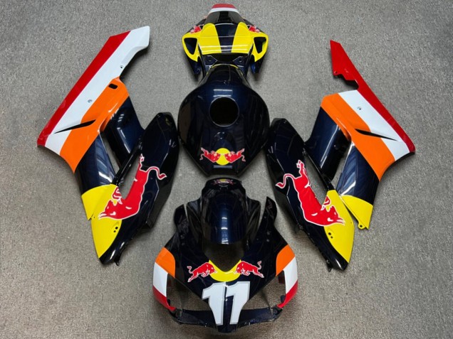 Purchase 2004-2005 Glossy Dark Blue Orange White Bull Honda CBR1000RR Motorcycle Fairings UK
