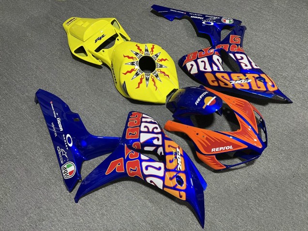 Purchase 2006-2007 Glossy Blue Yellow Honda CBR1000RR Motorcycle Fairings UK