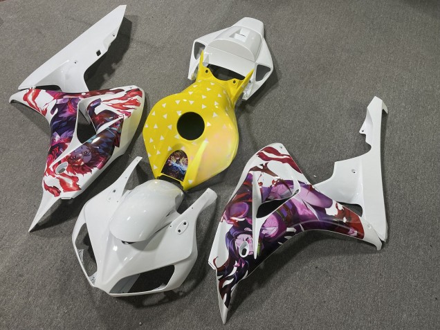 Purchase 2006-2007 Glossy White Yellow Honda CBR1000RR Motorcycle Fairings UK