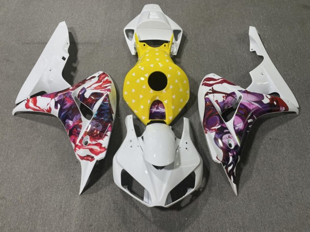 Purchase 2006-2007 Glossy White Yellow Honda CBR1000RR Motorcycle Fairings UK