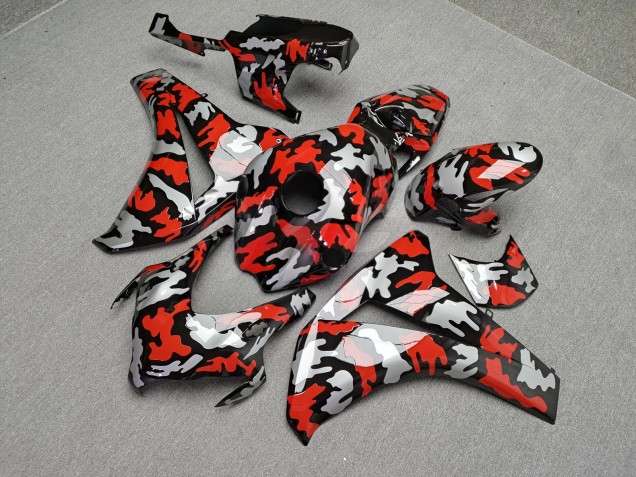 Purchase 2008-2011 Glossy Black with Red & Silver Camo Honda CBR1000RR Motorcycle Fairings UK