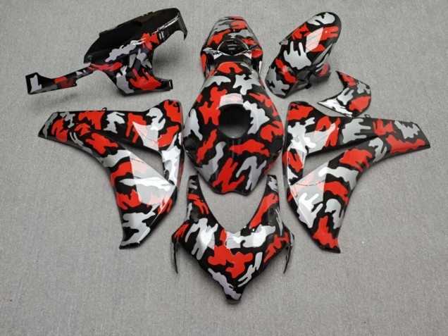 Purchase 2008-2011 Glossy Black with Red & Silver Camo Honda CBR1000RR Motorcycle Fairings UK