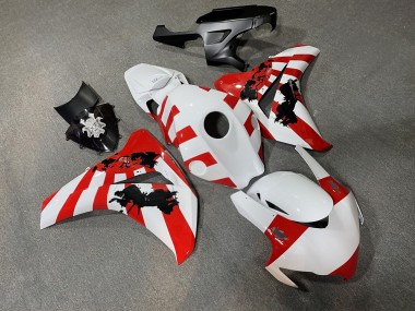Purchase 2008-2011 Glossy White Red Samurai Honda CBR1000RR Motorcycle Fairings UK
