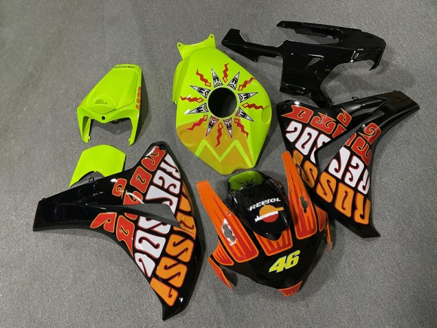 Purchase 2008-2011 Glossy Black High Viz Yellow Rossi Honda CBR1000RR Motorcycle Fairings UK