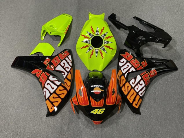 Purchase 2008-2011 Glossy Black High Viz Yellow Rossi Honda CBR1000RR Motorcycle Fairings UK