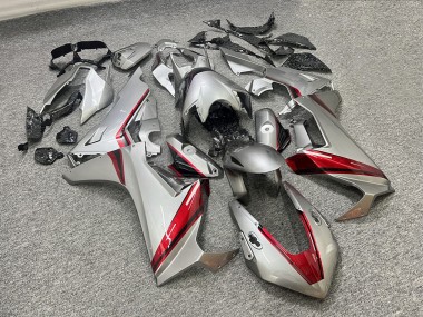 Purchase 2017-2024 Glossy Silver with Candy Red & Black Honda CBR1000RR Motorcycle Fairings UK