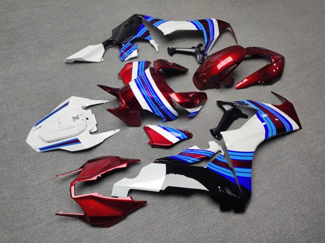 Purchase 2017-2024 Glossy Candy Red & White with Black & Blue Honda CBR1000RR Motorcycle Fairings UK