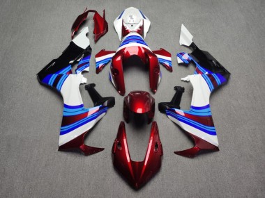 Purchase 2017-2024 Glossy Candy Red & White with Black & Blue Honda CBR1000RR Motorcycle Fairings UK