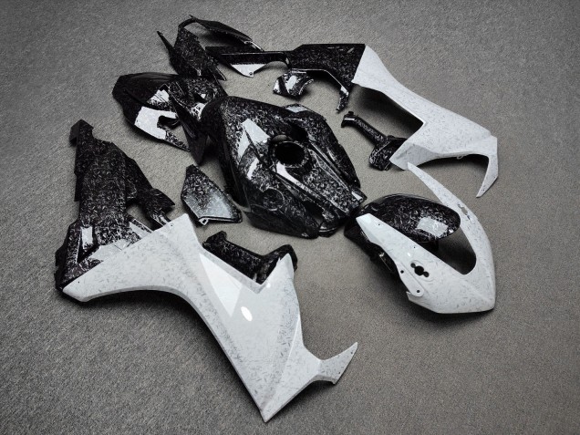Purchase 2017-2024 Glossy Black White Forged Carbon Fiber Style Honda CBR1000RR Motorcycle Fairings UK
