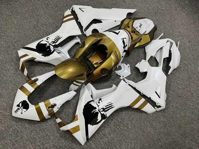 Purchase 2017-2024 Glossy Pearl White Gold Black Skull Honda CBR1000RR Motorcycle Fairings UK