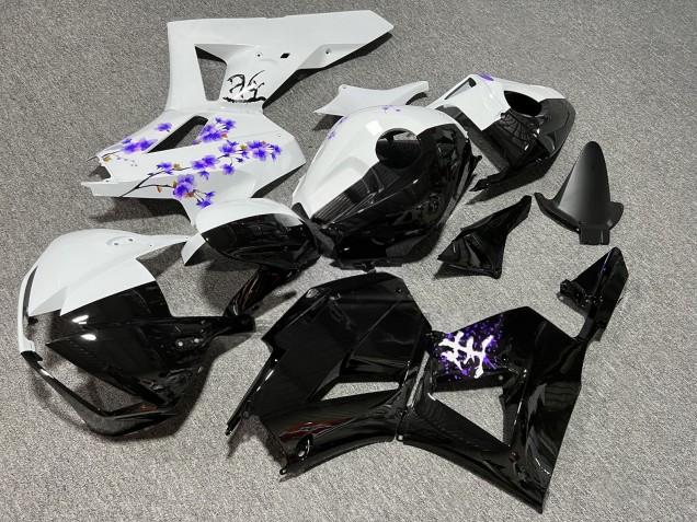 Purchase 2013-2026 Glossy Black White with Purple Cherry Blossom Split Honda CBR600RR Motorcycle Fairings UK