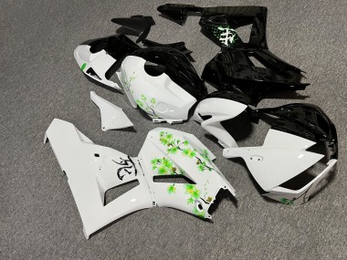 Purchase 2013-2026 Glossy Black White with Green Cherry Blossom Split Honda CBR600RR Motorcycle Fairings UK