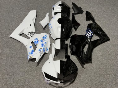 Purchase 2013-2026 Glossy Black White with Blue Cherry Blossom Split Honda CBR600RR Motorcycle Fairings UK
