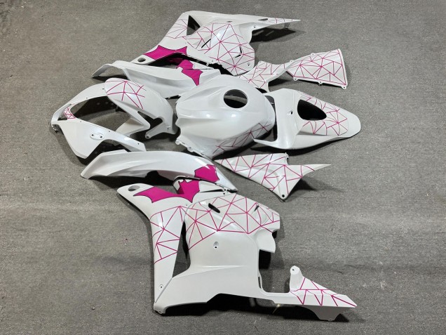 Purchase 2009-2012 Glossy White & Pink Pattern Honda CBR600RR Motorcycle Fairings UK