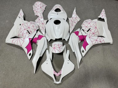 Purchase 2009-2012 Glossy White & Pink Pattern Honda CBR600RR Motorcycle Fairings UK