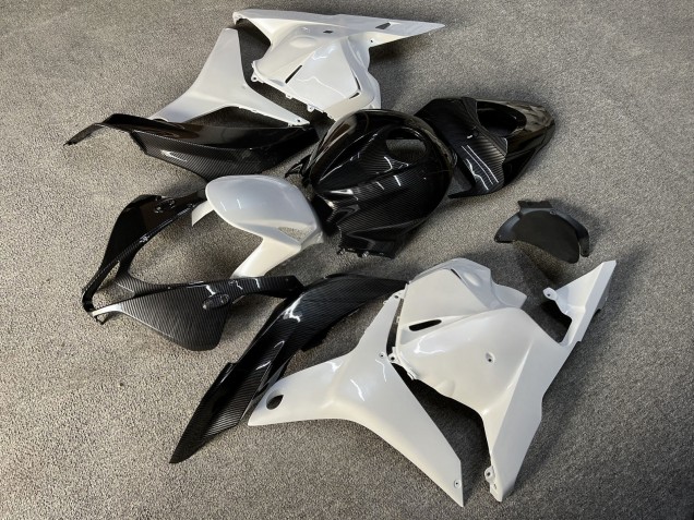 Purchase 2009-2012 Glossy Metallic White Carbon Fiber Style Honda CBR600RR Motorcycle Fairings UK