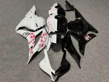 Purchase 2009-2012 Glossy Black White with Pink Cherry Blossom Split Honda CBR600RR Motorcycle Fairings UK